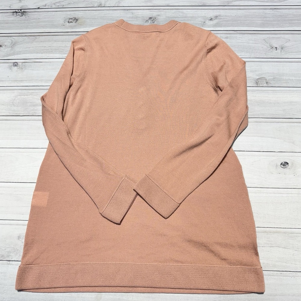 Tory Burch Tunic Sweater Womens Large Blush Merino Wool Pockets V-Neck Henley - Picture 3 of 6